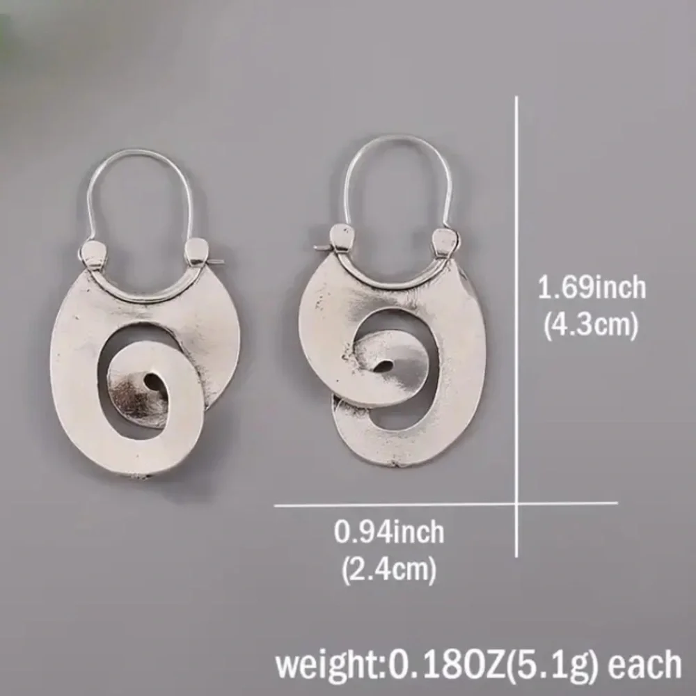 Silver Swirl Boho Earrings Geometric Irregular Dangle - Picture 7 of 7